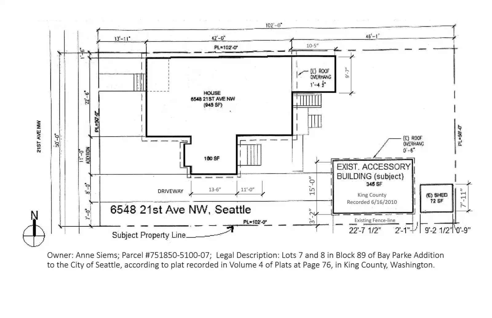 Site plan for 6548 21st Ave NW