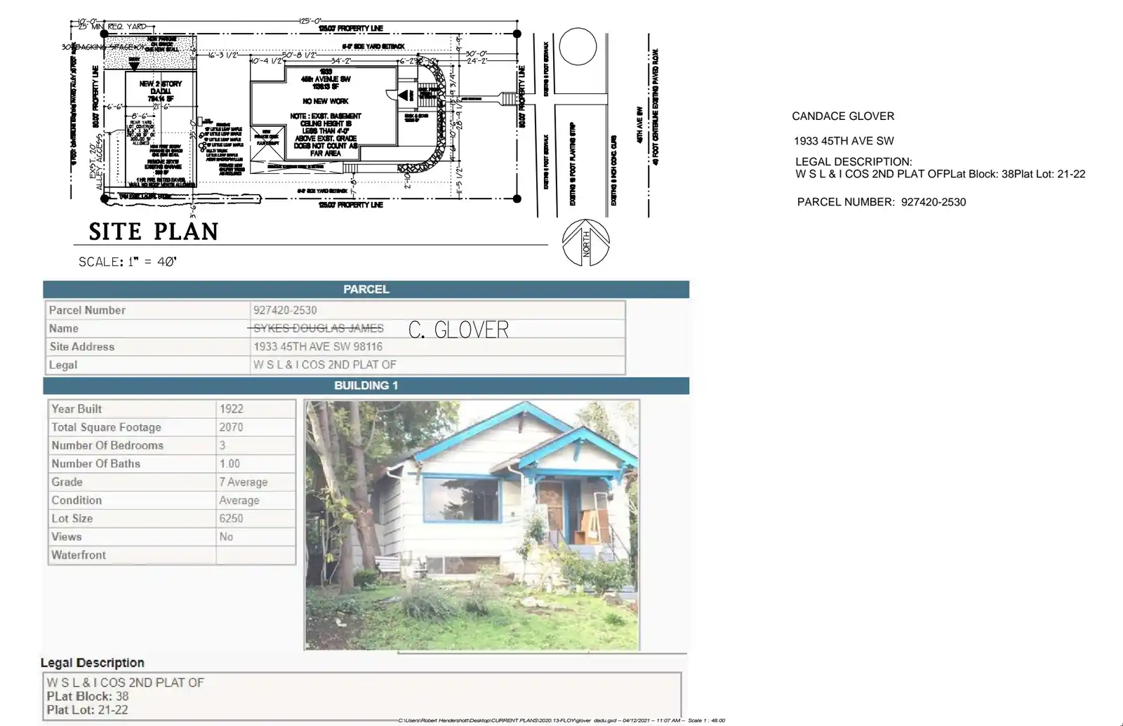 Site plan for 1933 45th Ave SW