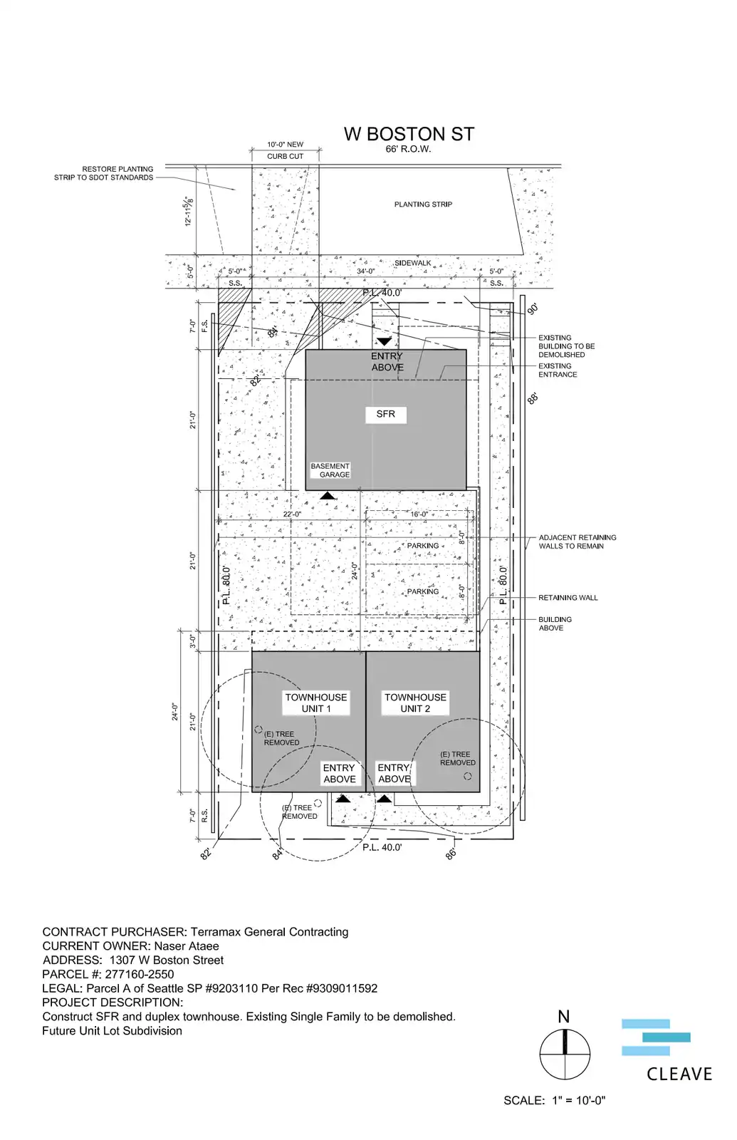 Site plan for 1307 W Boston St