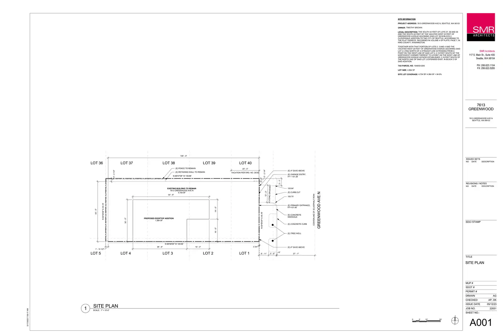 Site plan for 7613 Greenwood Ave N