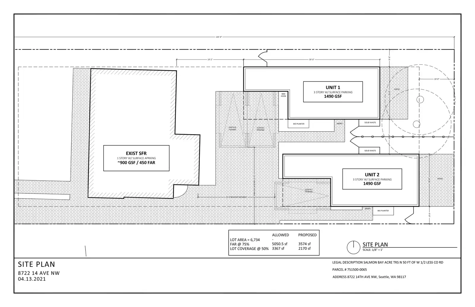 Site plan for 8722 14th Ave NW