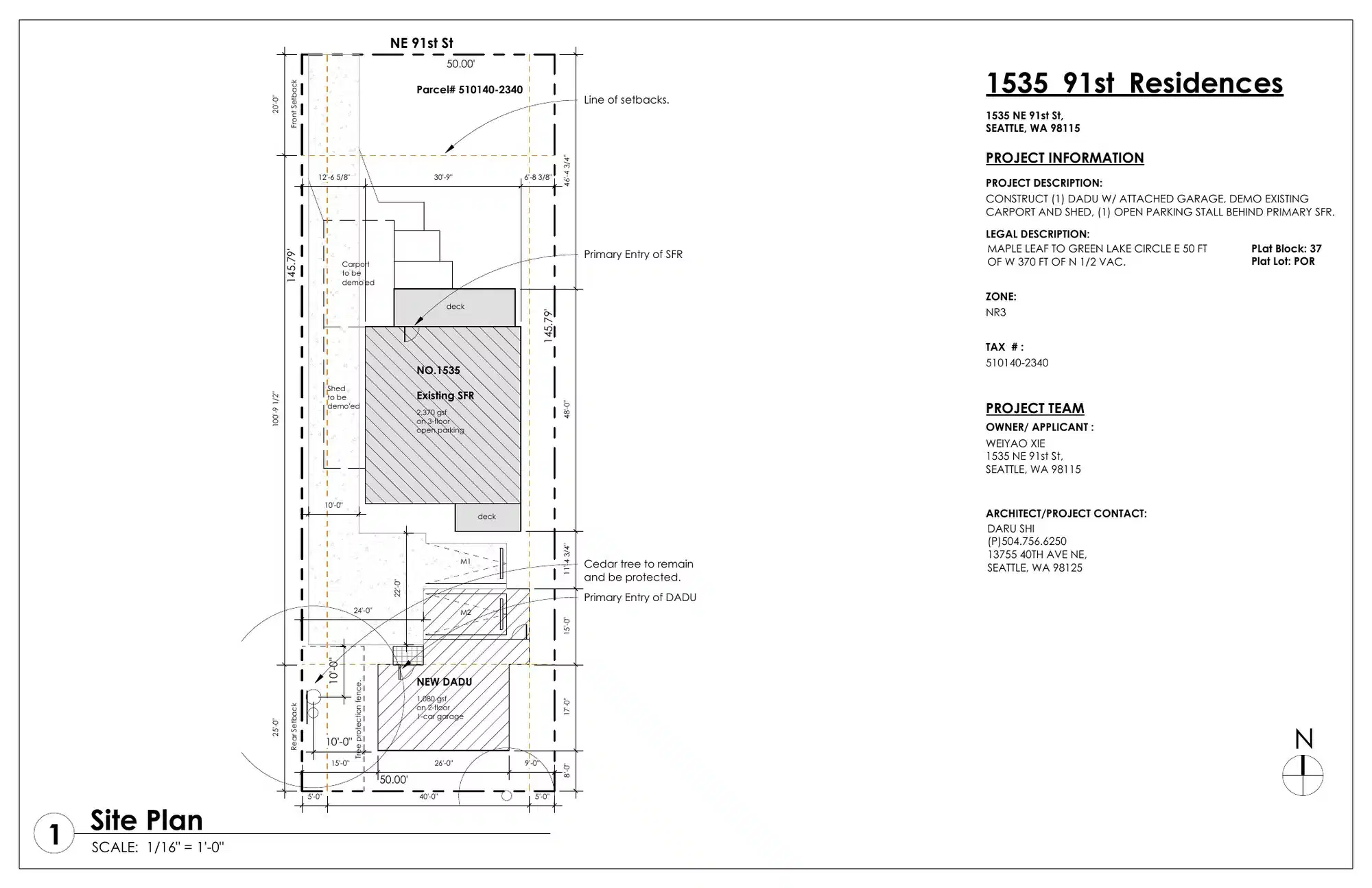 Site plan for 1533 NE 91st St