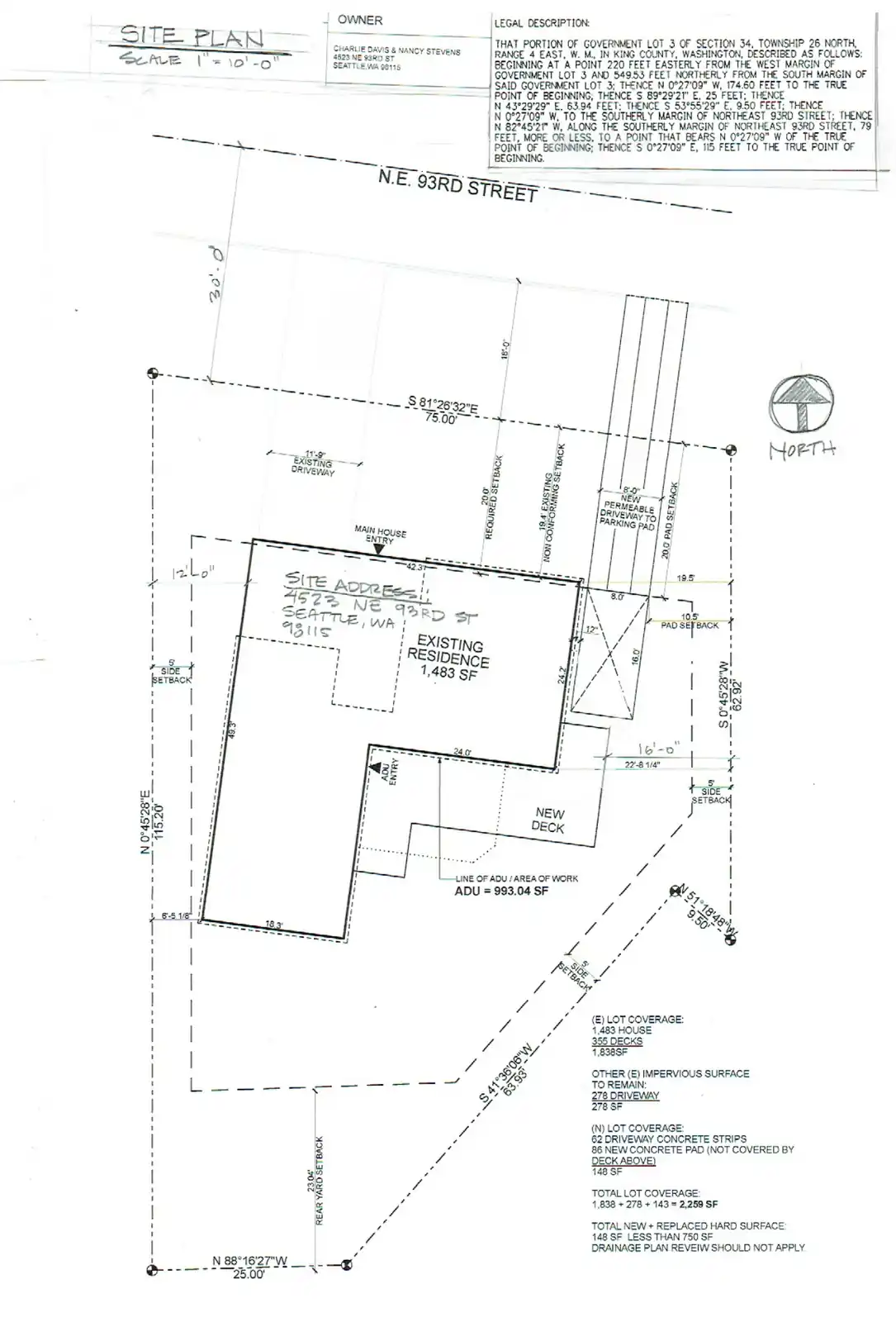 Site plan for 4523 B NE 93rd St