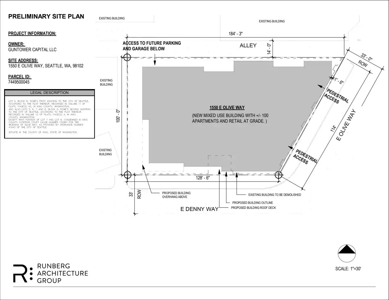 Site plan for 1550 E Olive Way