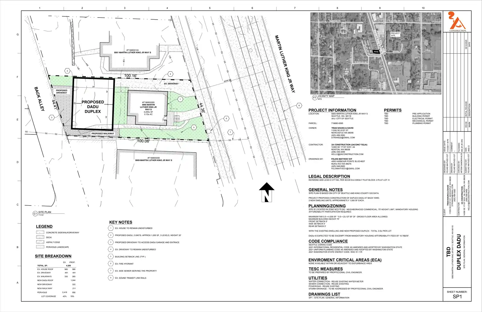 Site plan for 5955 M L King Jr Way S