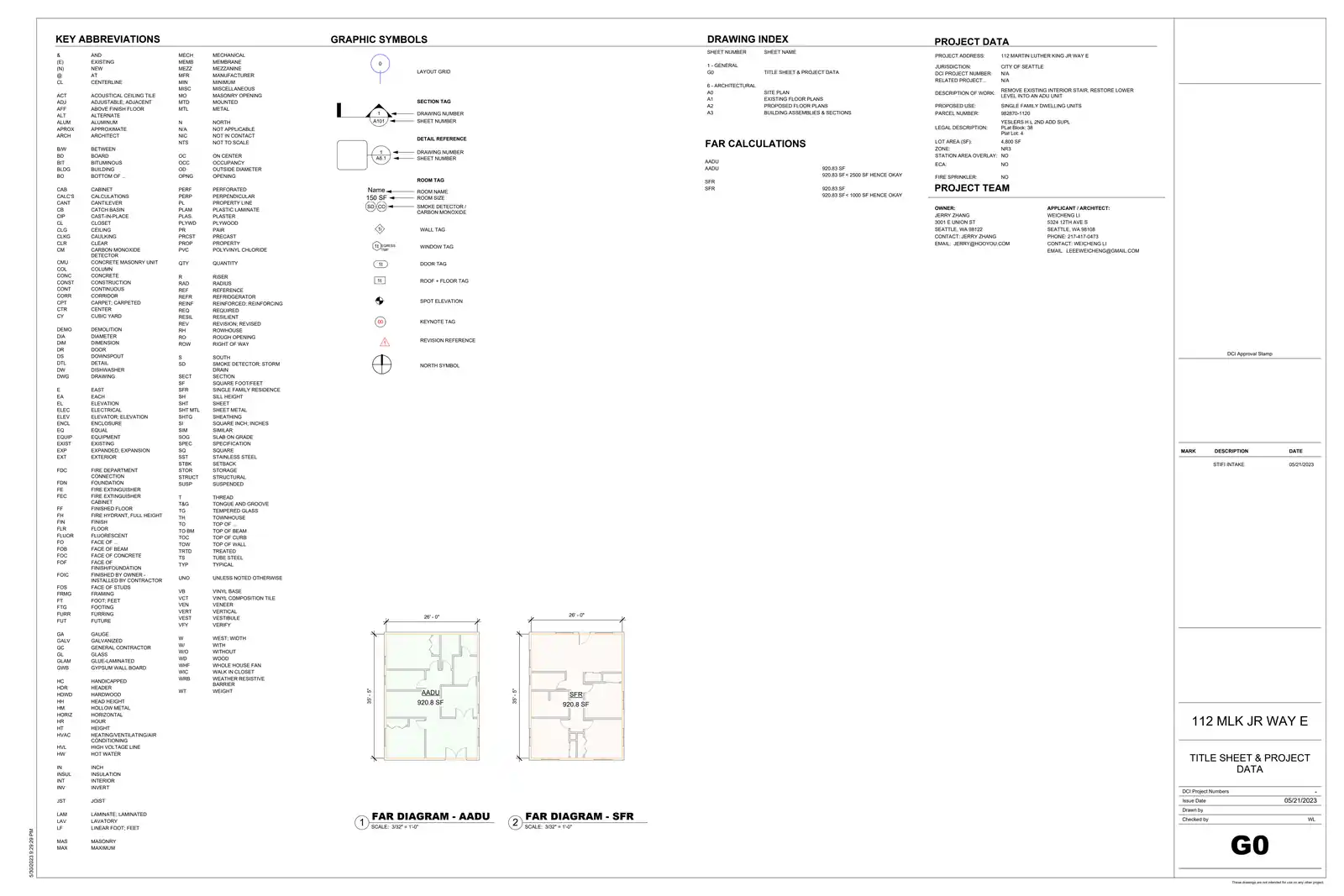 Site plan for 112 M L King Jr Way E