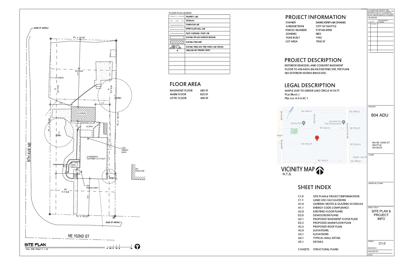 Site plan for 804 NE 102nd St