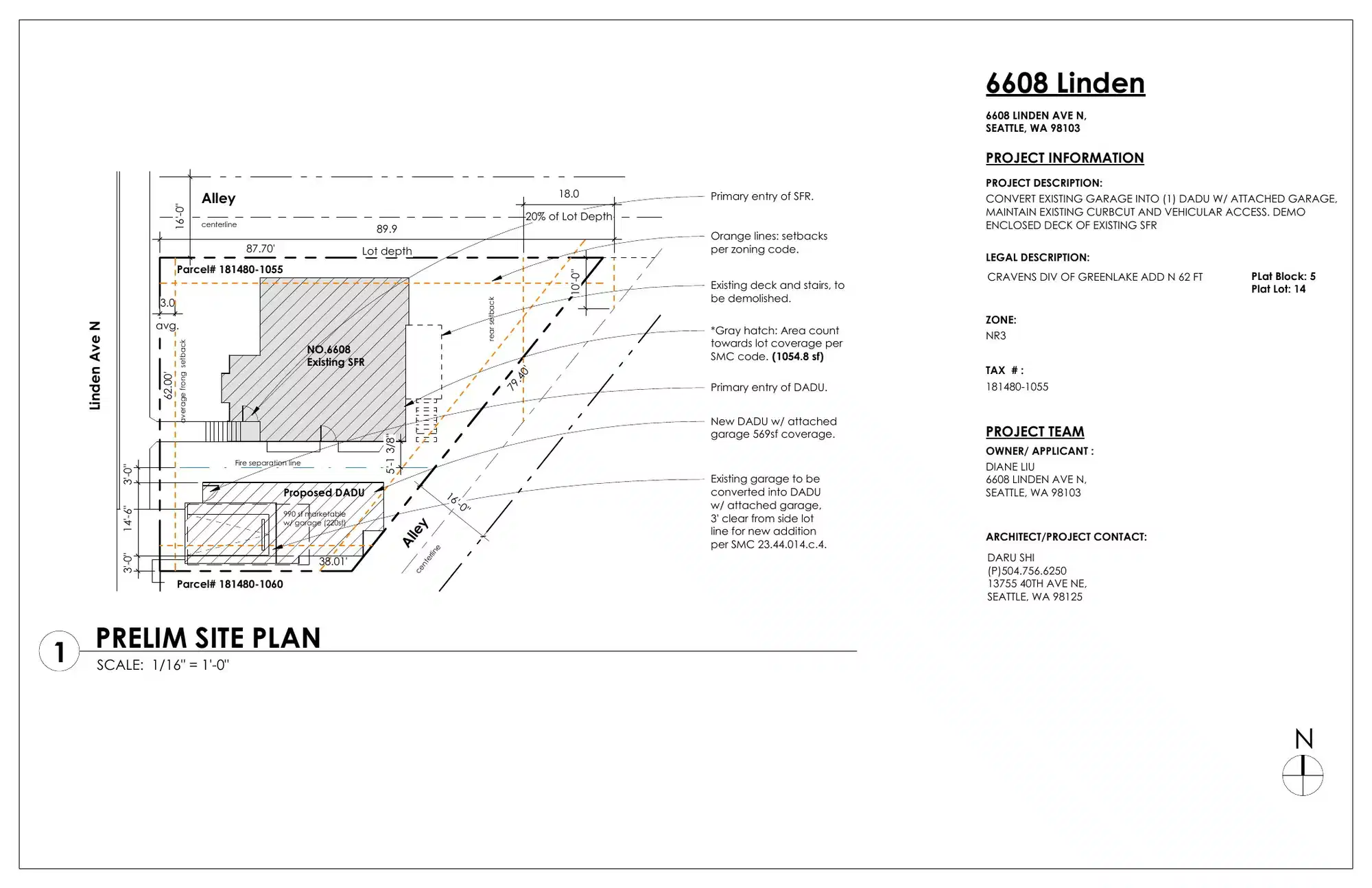 Site plan for 6606 Linden Ave N