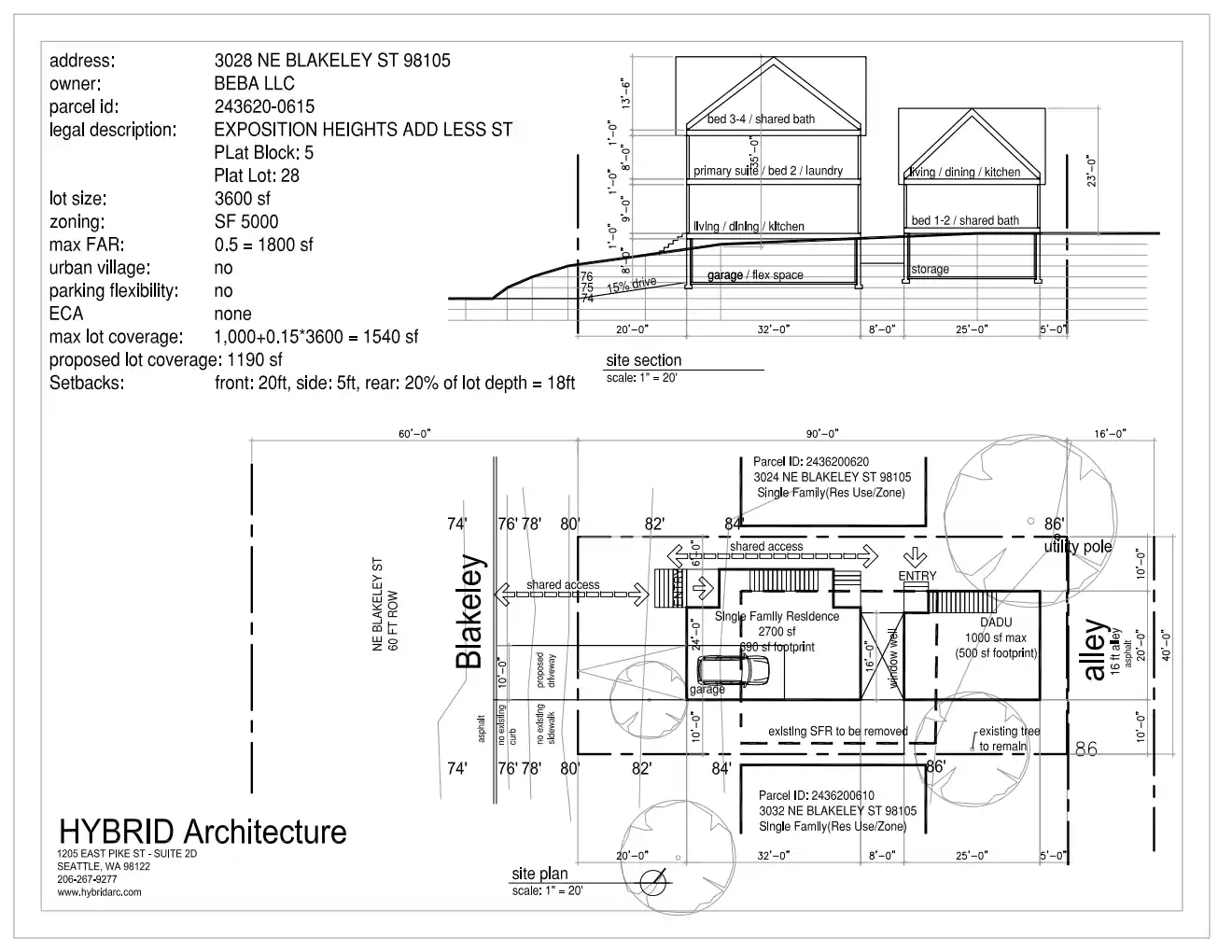 Site plan for 3028 NE Blakeley St