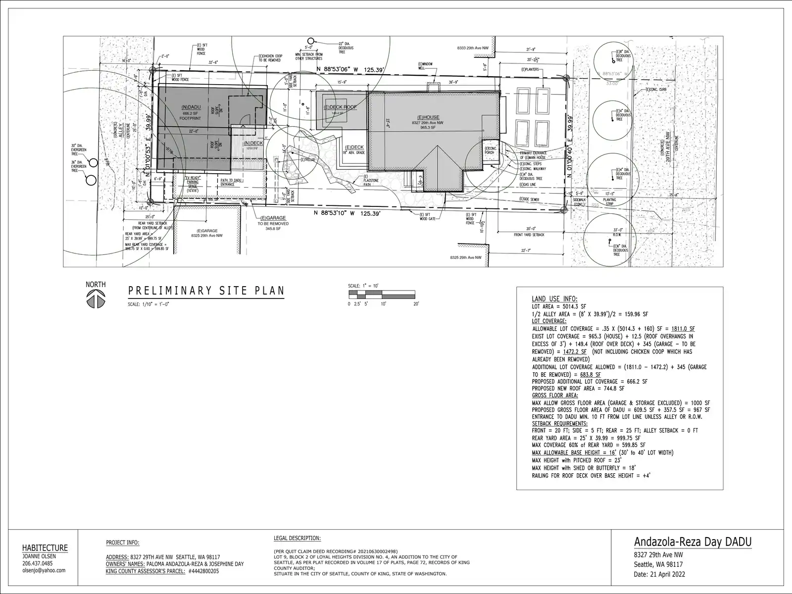 Site plan for 8327 B 29th Ave NW