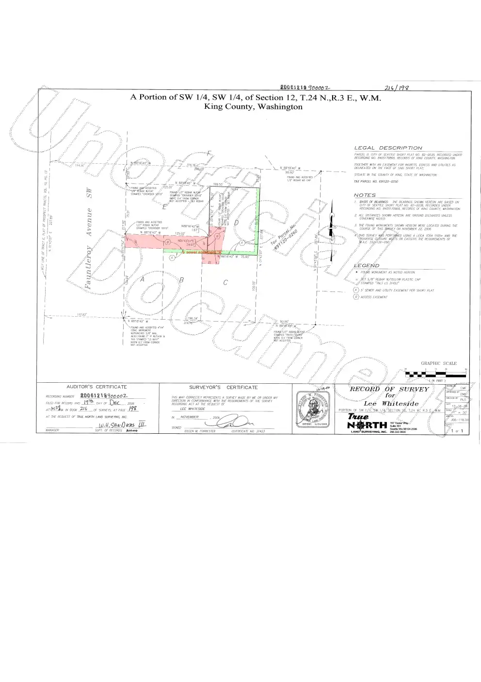 Site plan for 3016 Fauntleroy Ave SW
