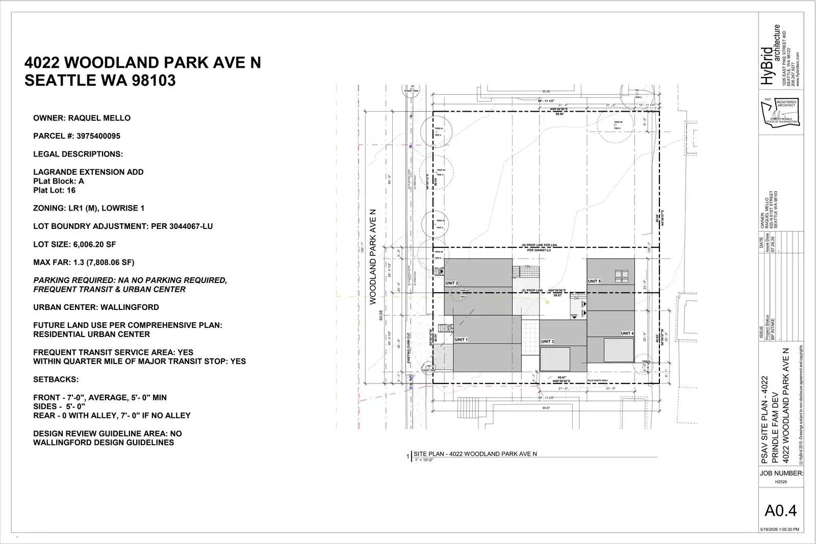 Site plan for 4022 Woodland Park Ave N