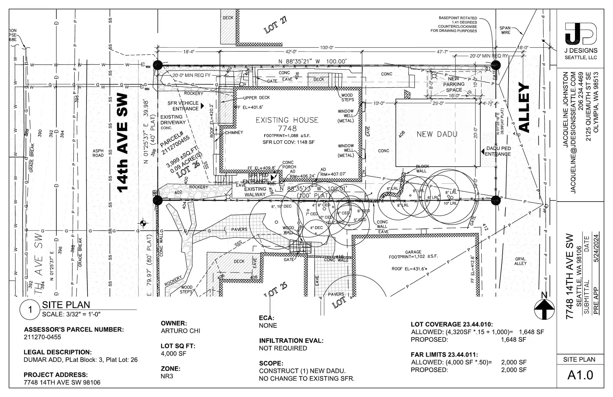 Site plan for 7750 14th Ave SW