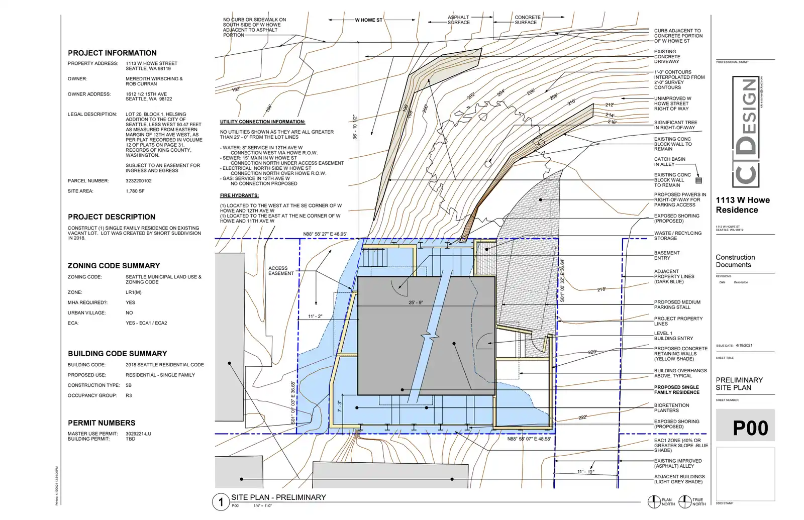 Site plan for 1113 W Howe St