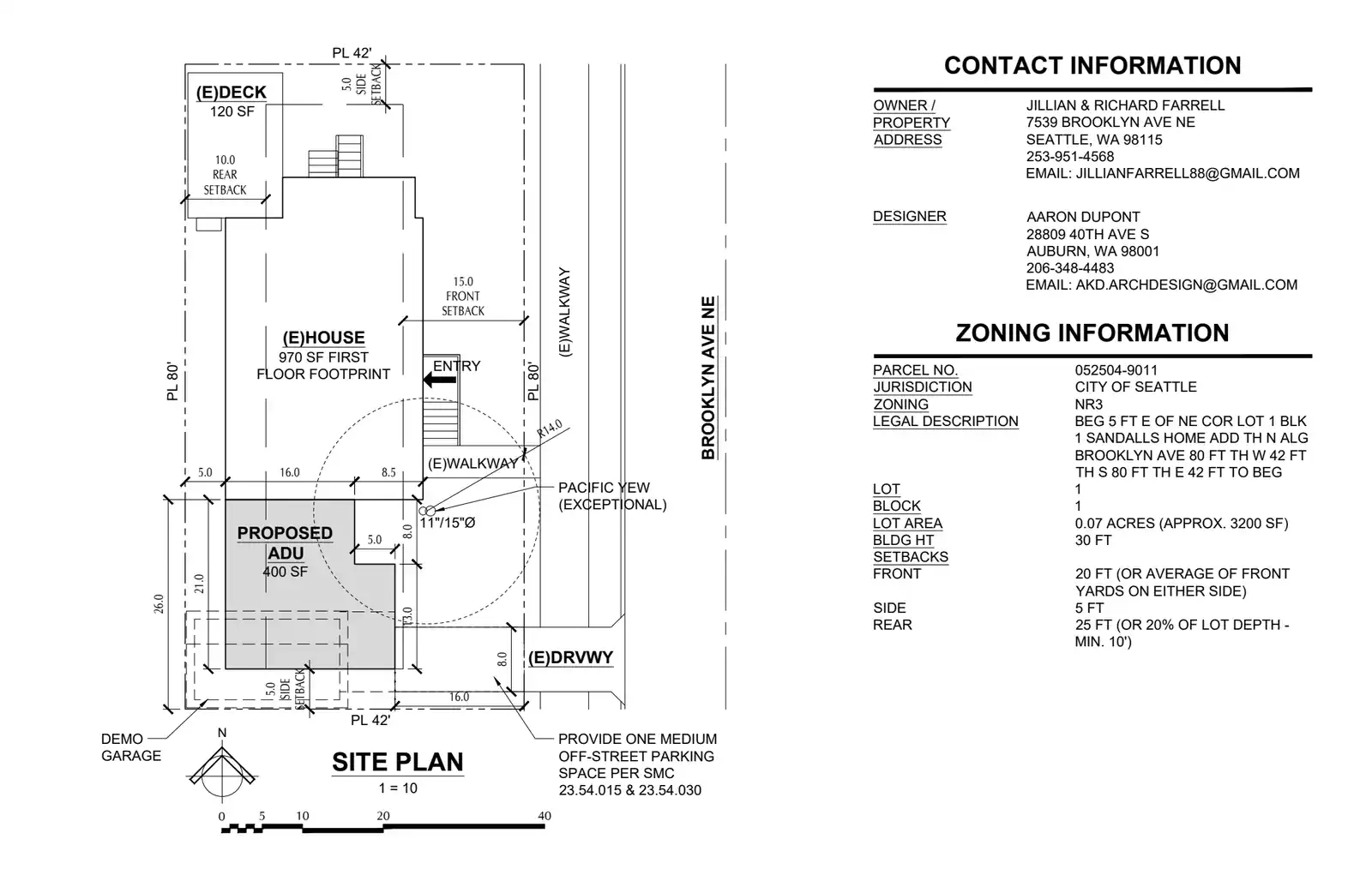 Site plan for 7539 Brooklyn Ave NE