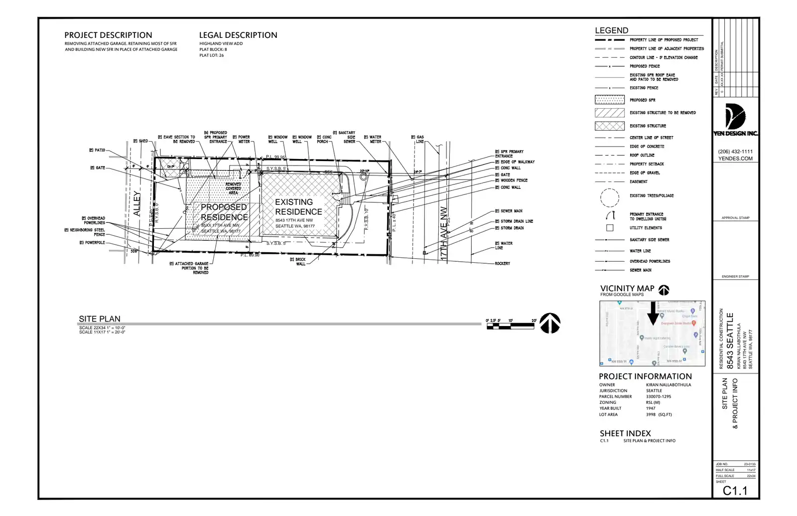 Site plan for 8543 17th Ave NW