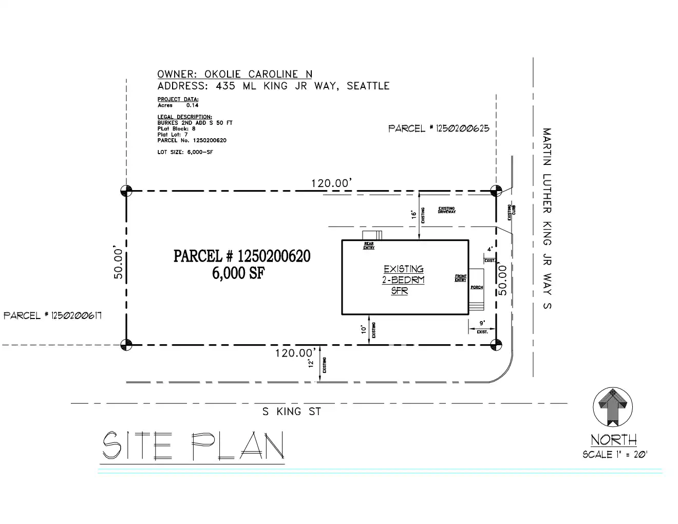 Site plan for 435 M L King Jr Way S
