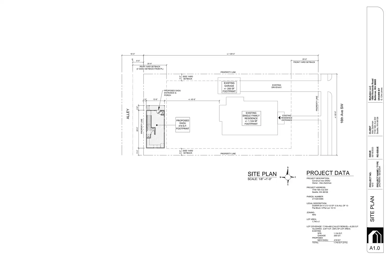 Site plan for 7749 16th Ave SW