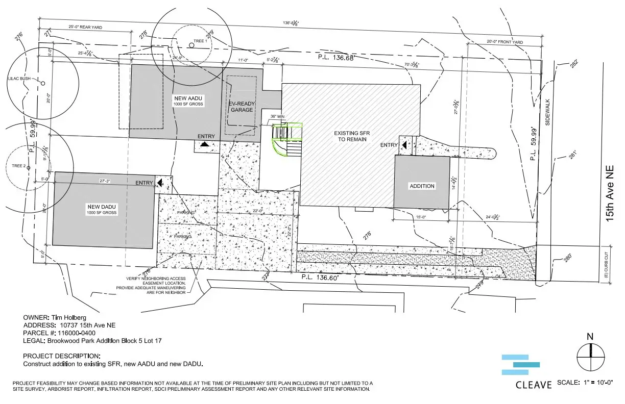 Site plan for 10737 15th Ave NE