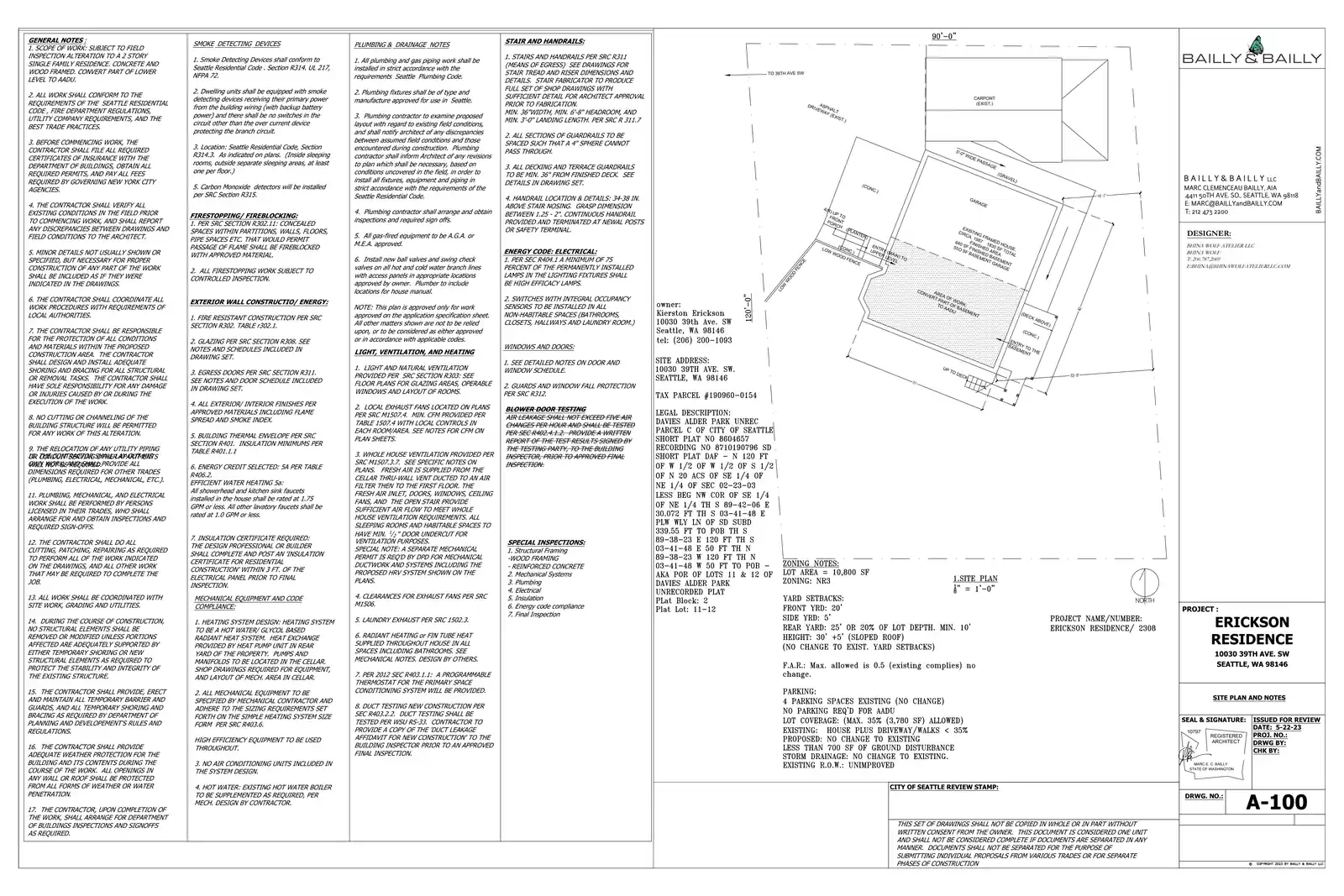 Site plan for 10030 39th Ave SW