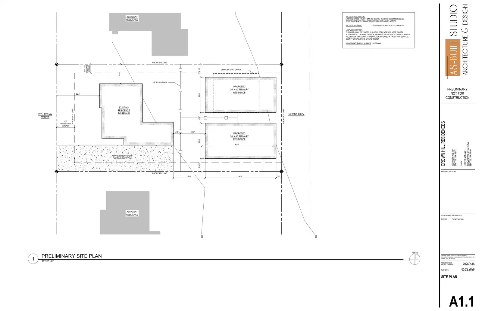 Site plan for 10010 13th Ave NW