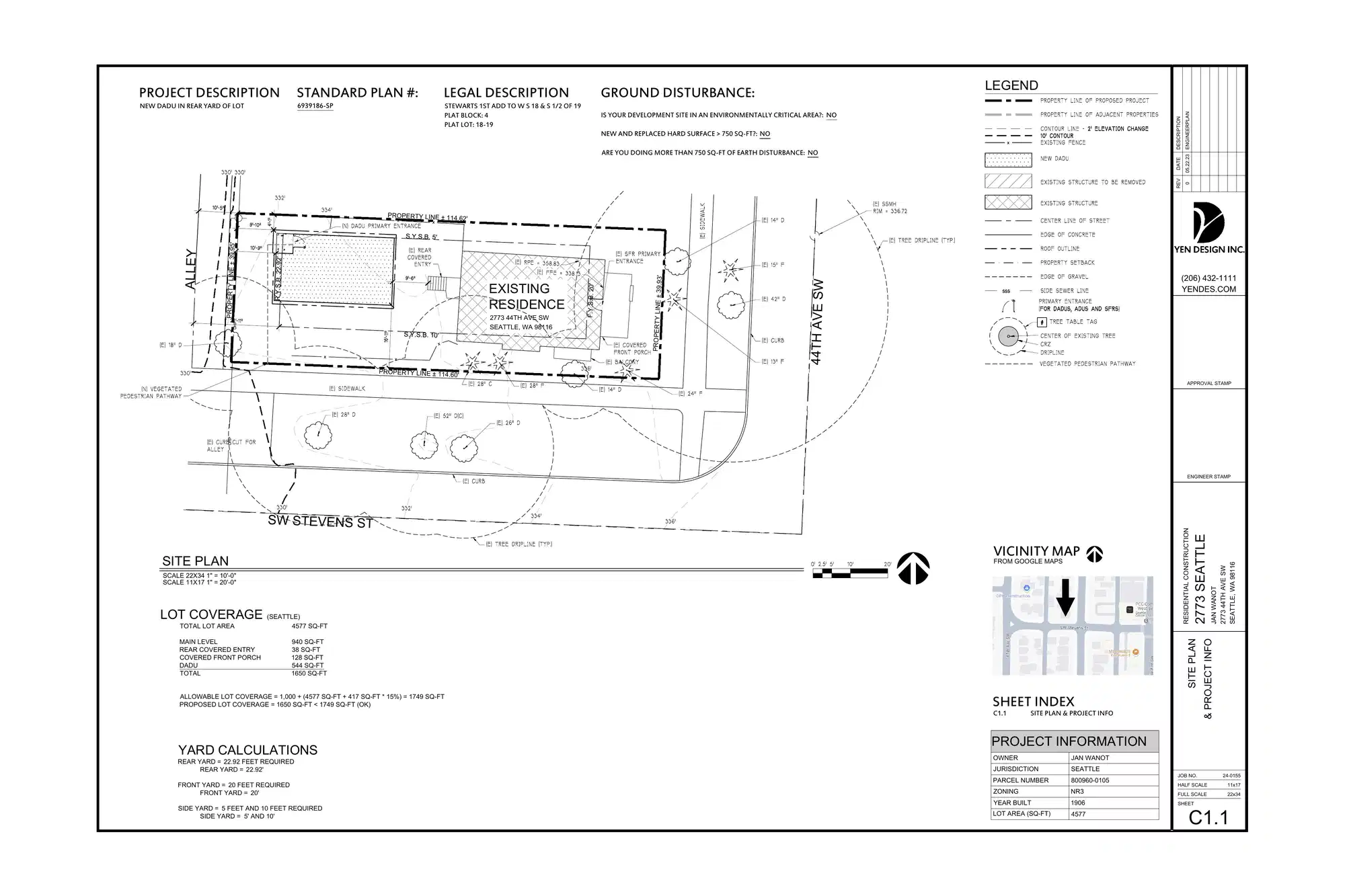 Site plan for 2773 B 44th Ave SW