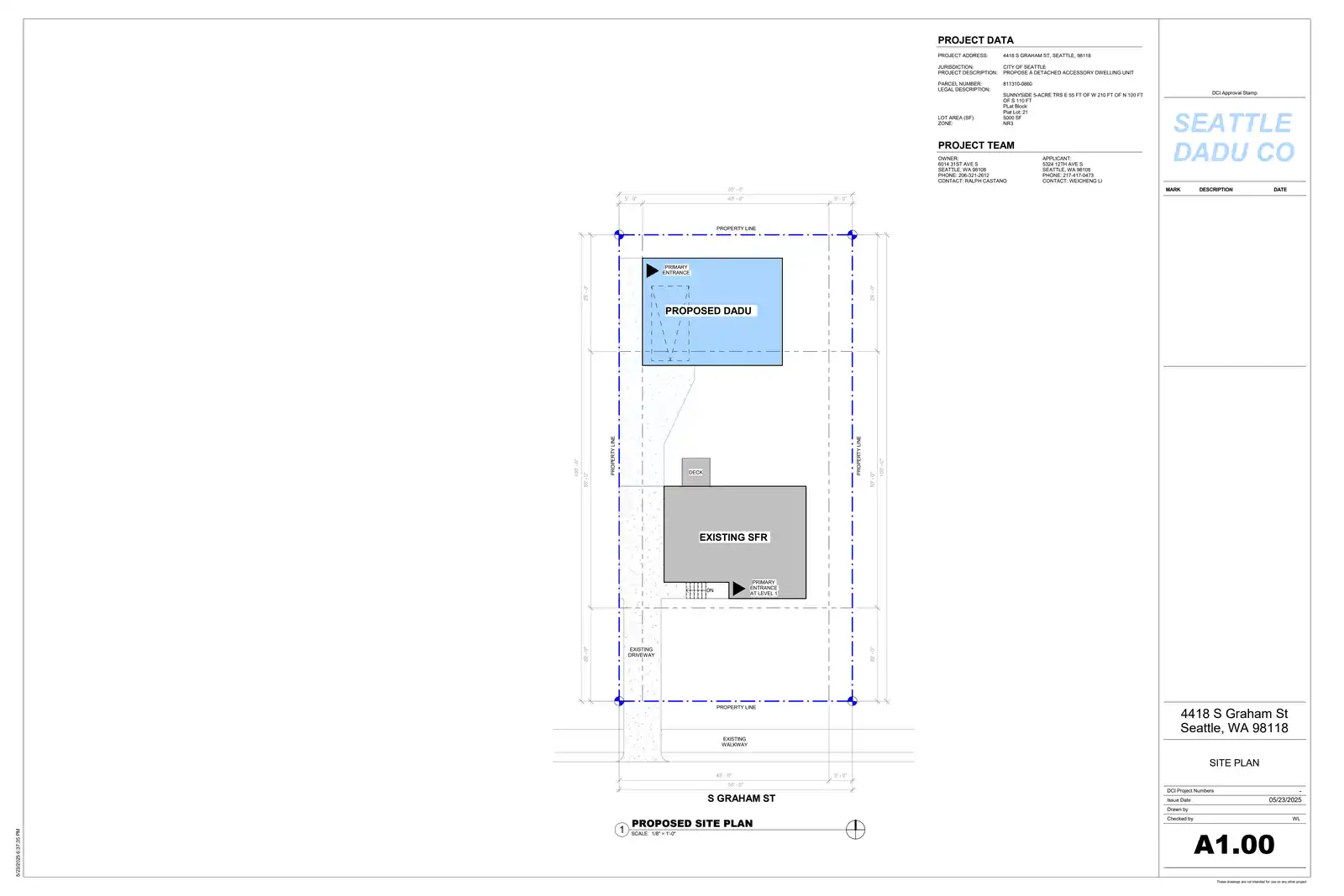 Site plan for 4418 S Graham St