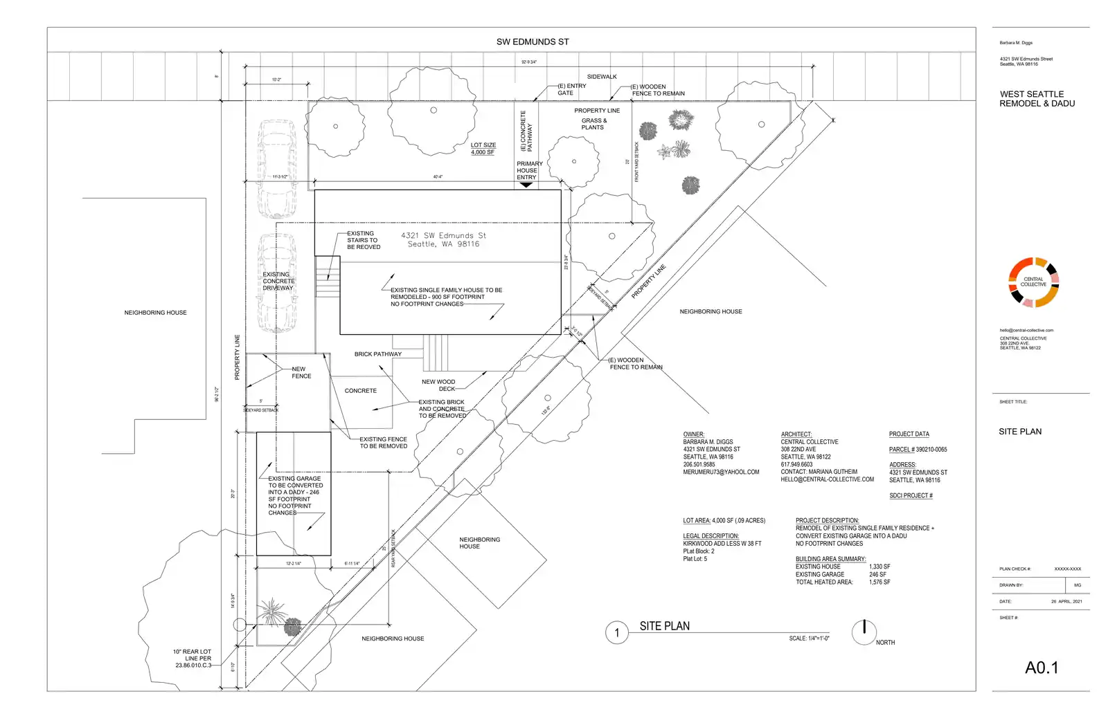 Site plan for 4321 SW Edmunds St