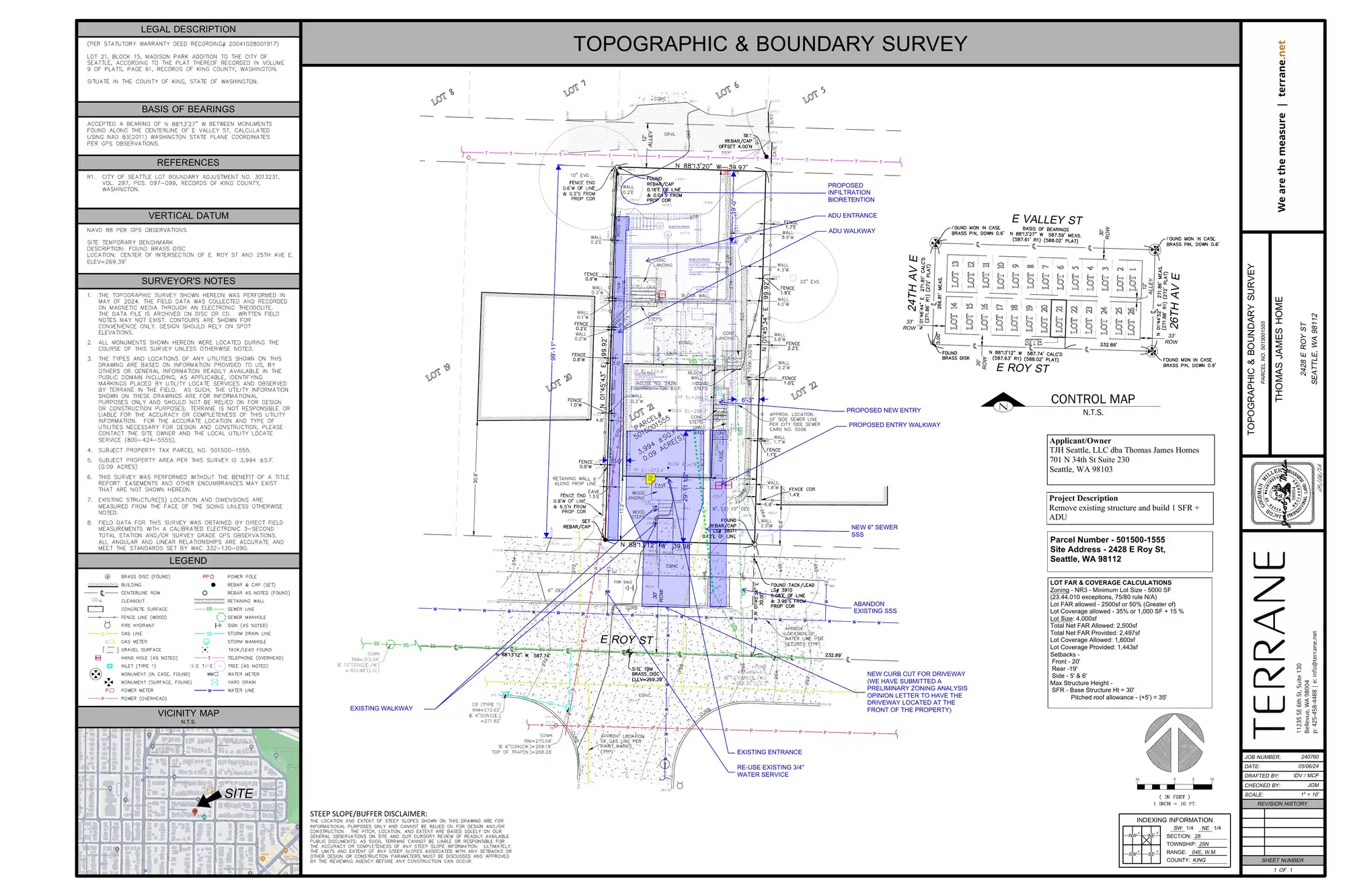 Site plan for 2428 E Roy St