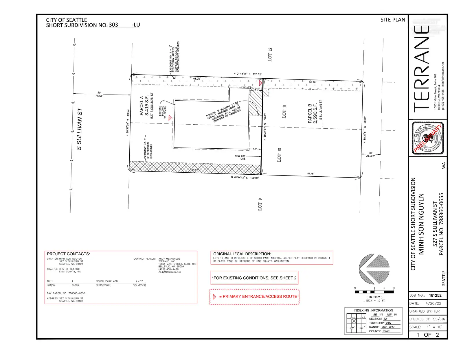 Site plan for 527 S Sullivan St