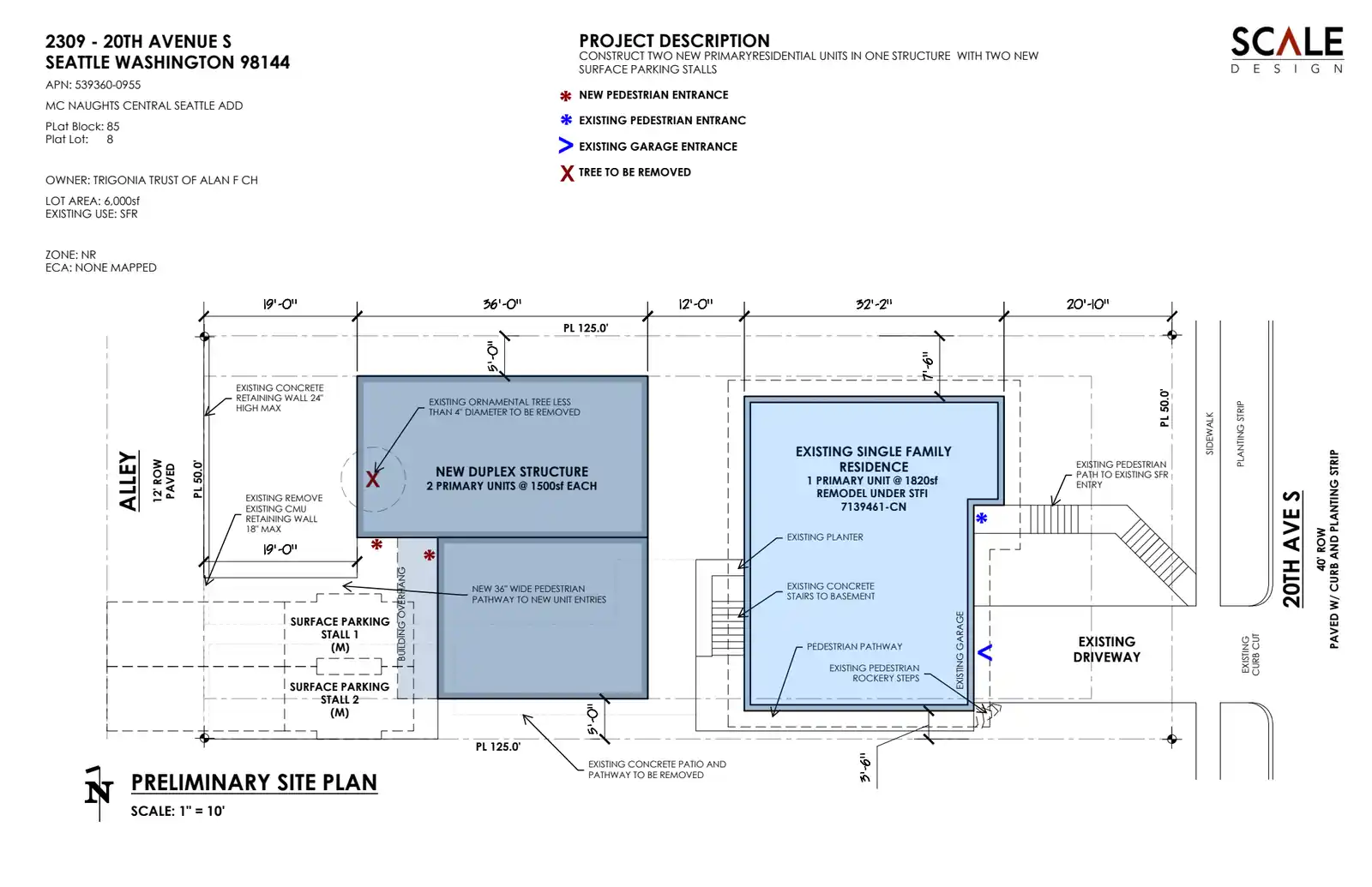 Site plan for 2309 20th Ave S