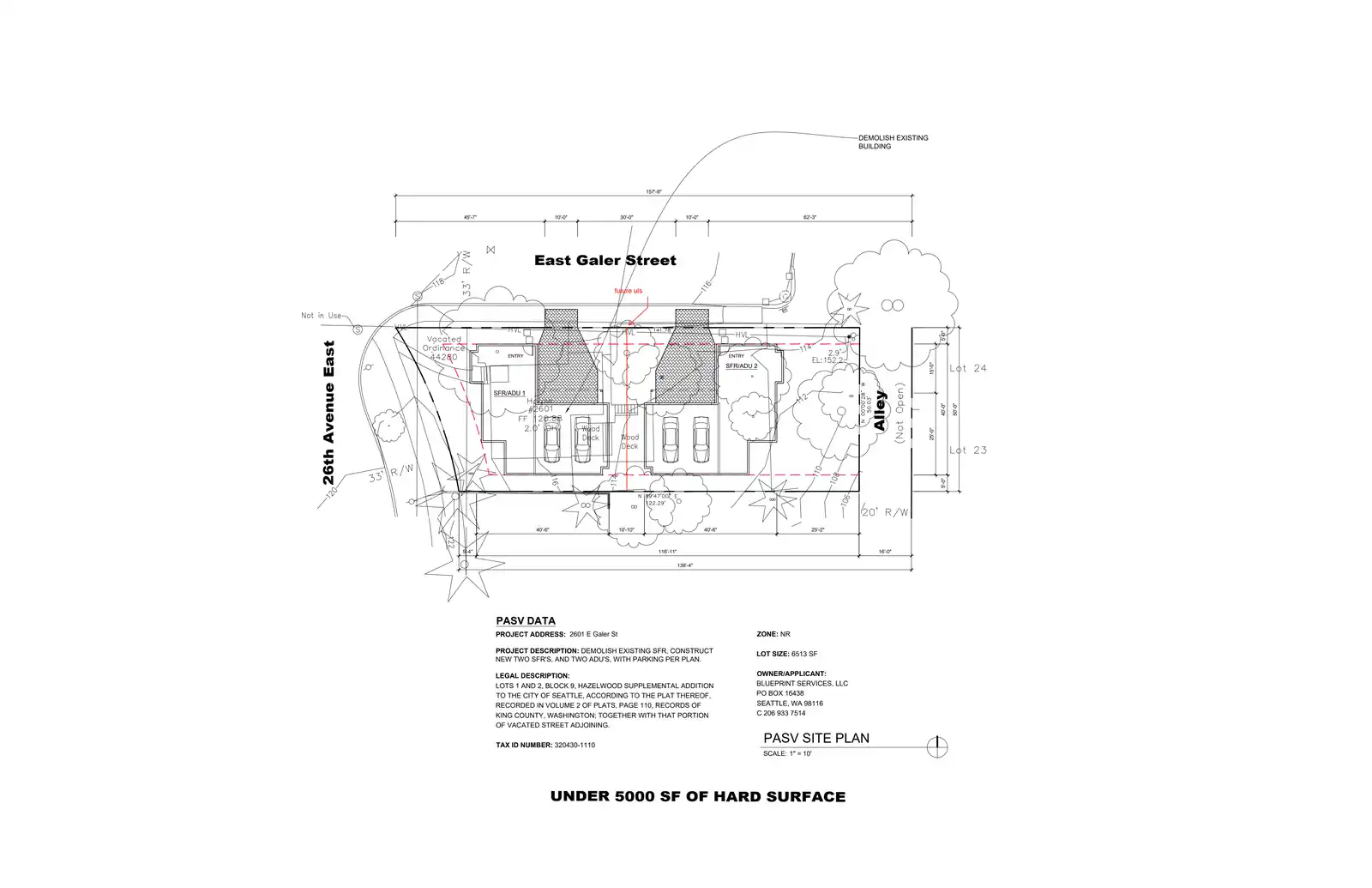 Site plan for 2601 E Galer St
