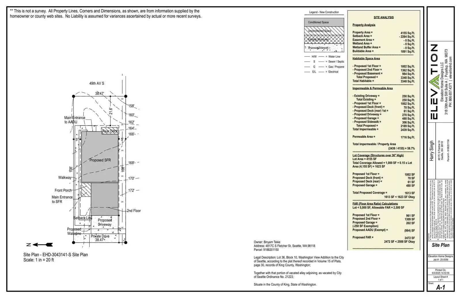 Site plan for 4817 C S Fletcher St