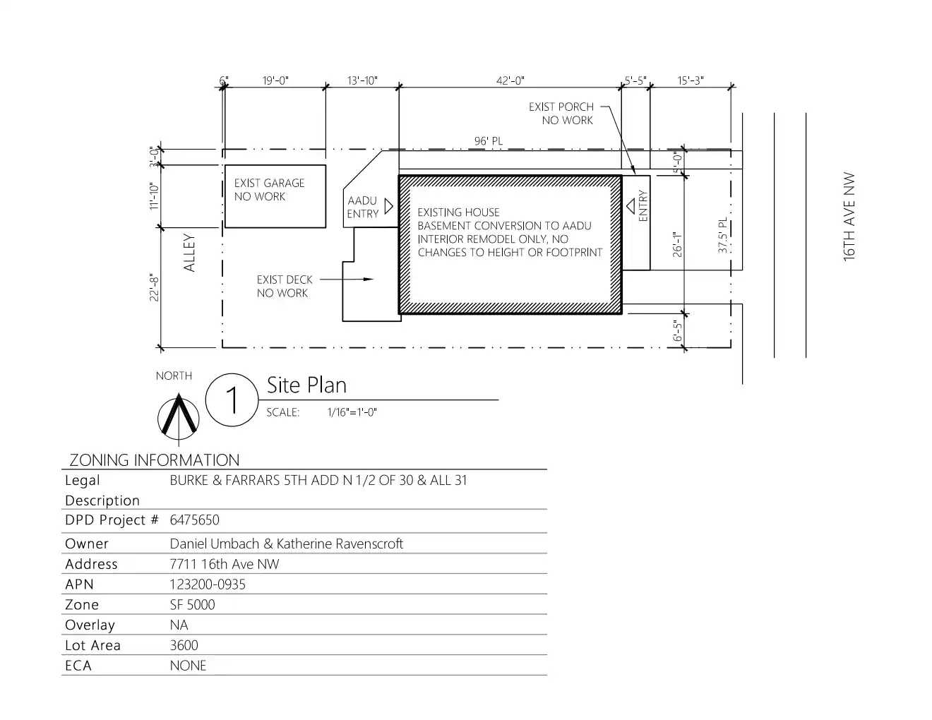 Site plan for 7711 16th Ave NW