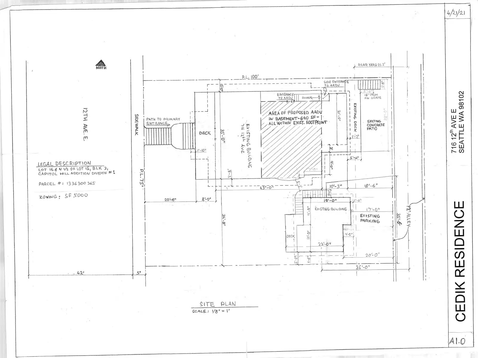 Site plan for 716 12th Ave E
