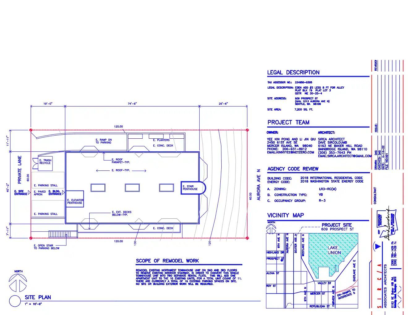 Site plan for 609 Prospect St