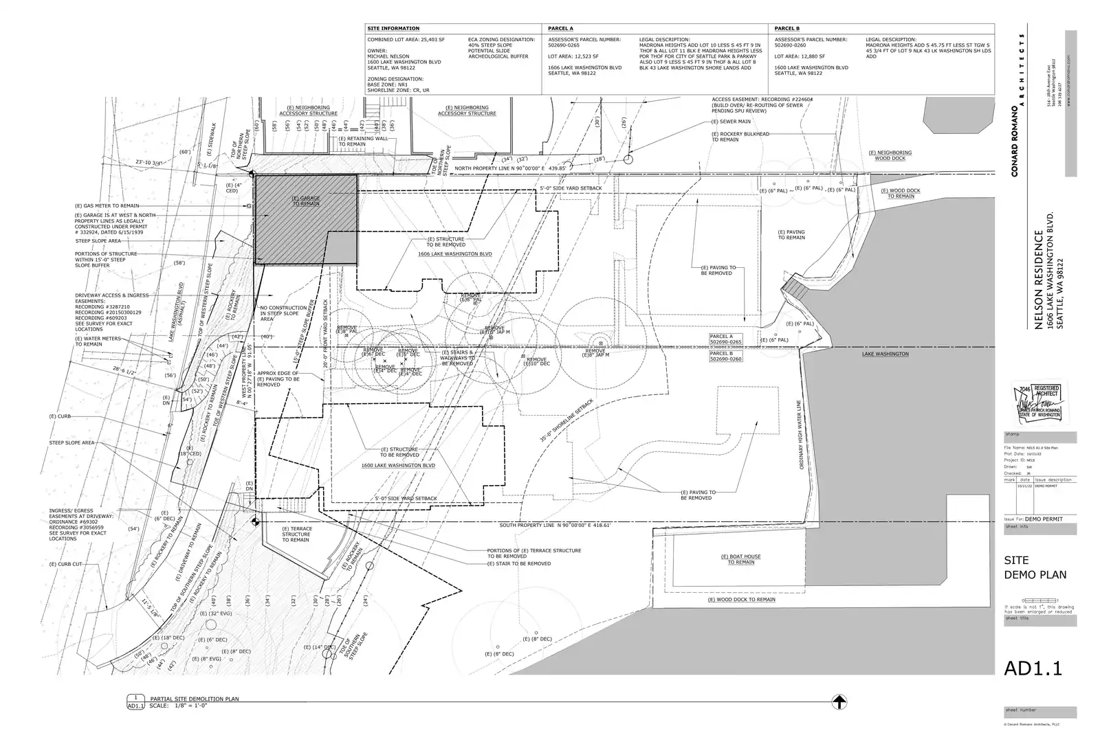 Site plan for 1606 Lake Washington Blvd