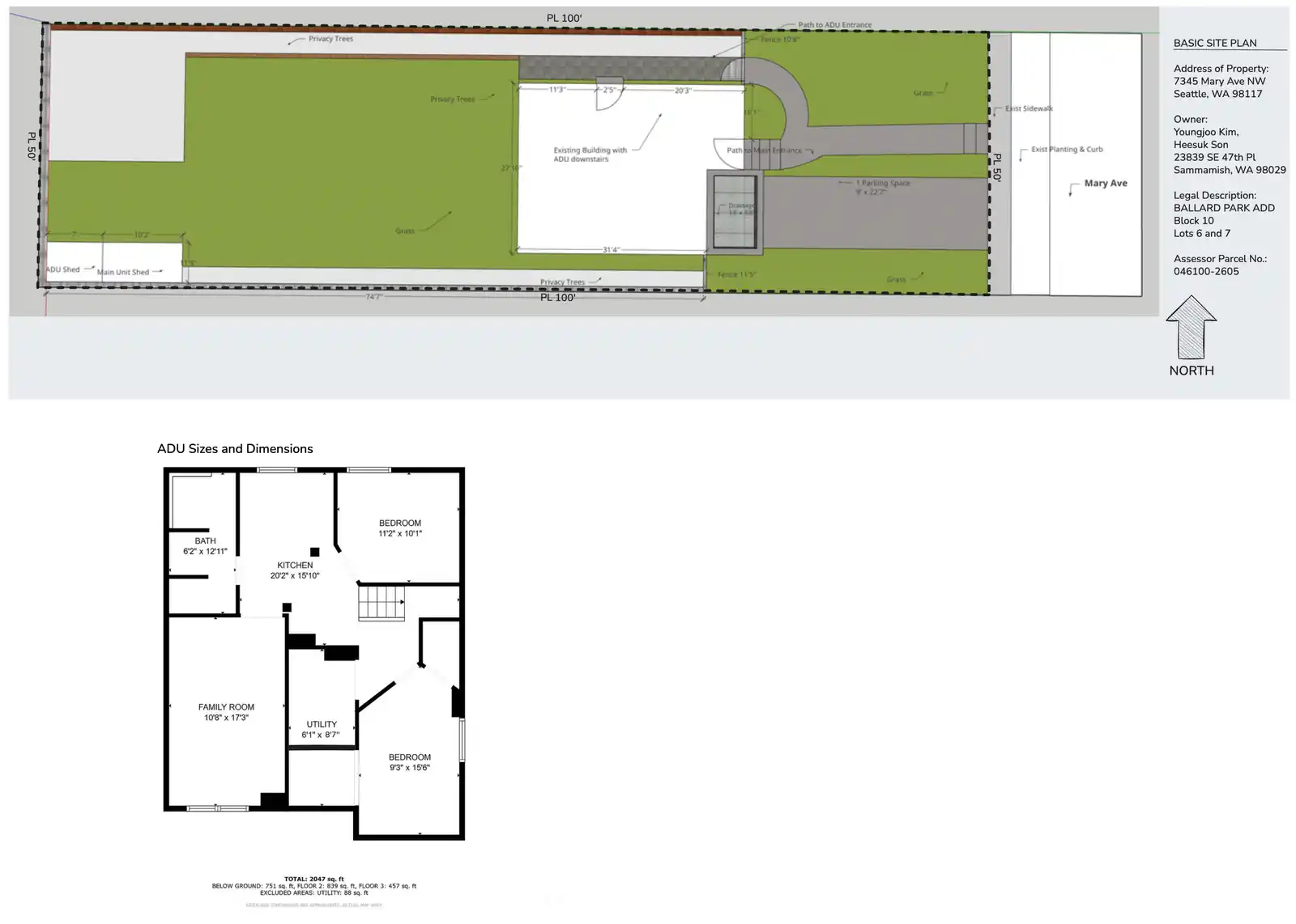 Site plan for 7345 Mary Ave NW