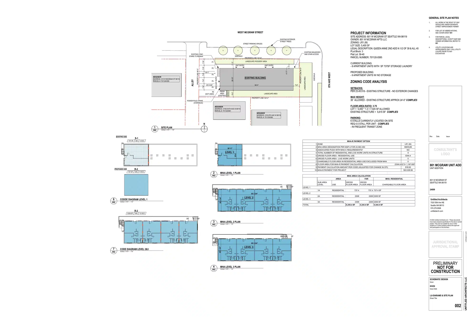 Site plan for 801 W Mcgraw St