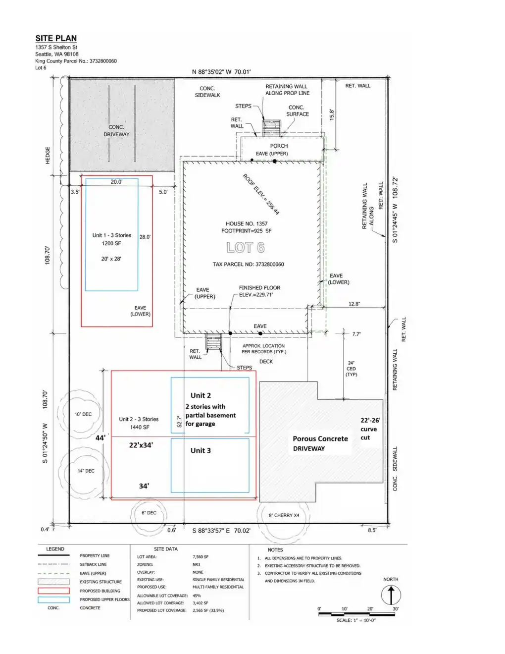 Site plan for 1357 S Shelton St