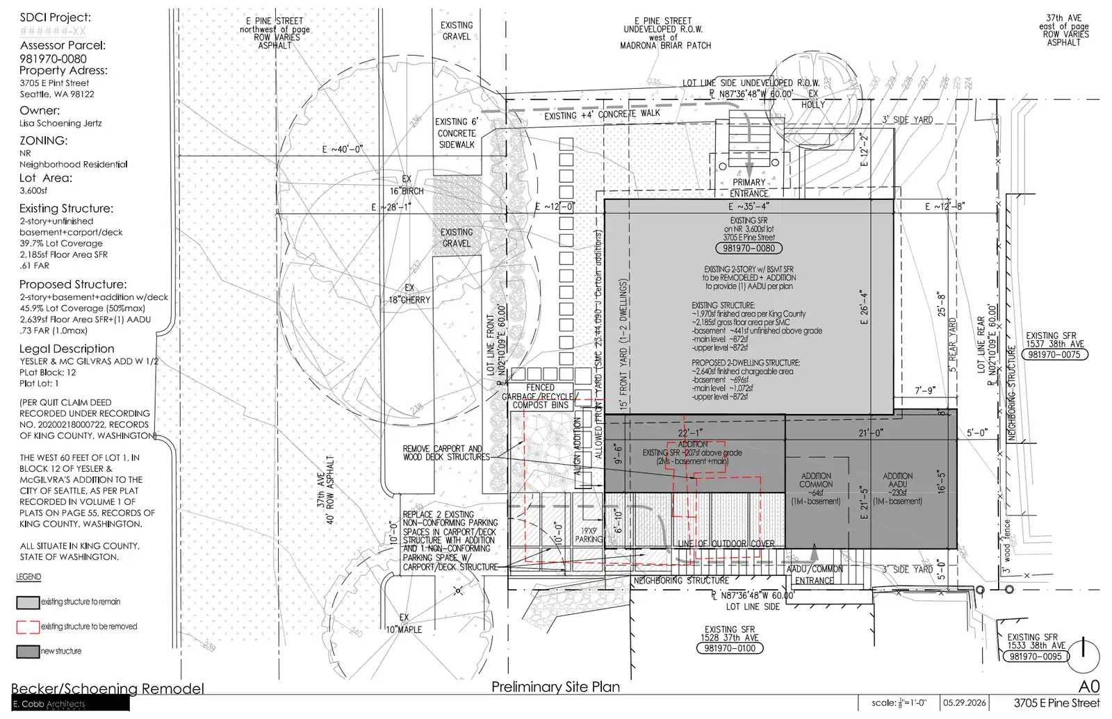 Site plan for 3705 E Pine St
