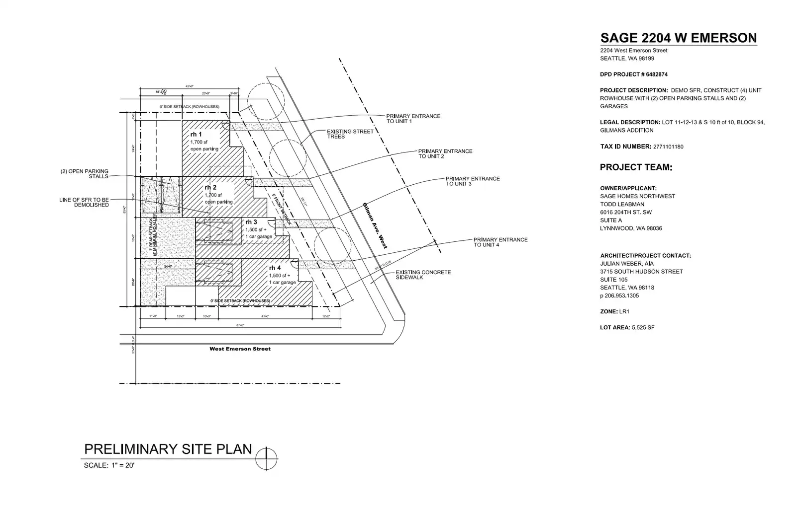 Site plan for 3801 Gilman Ave W