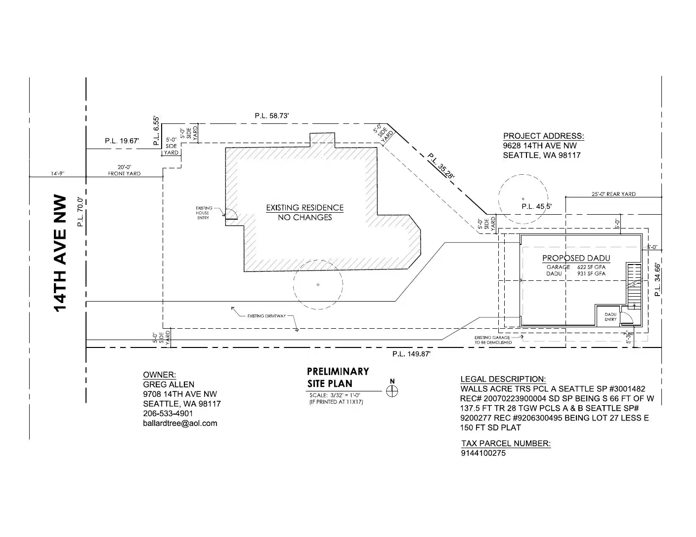 Site plan for 9628 14th Ave NW