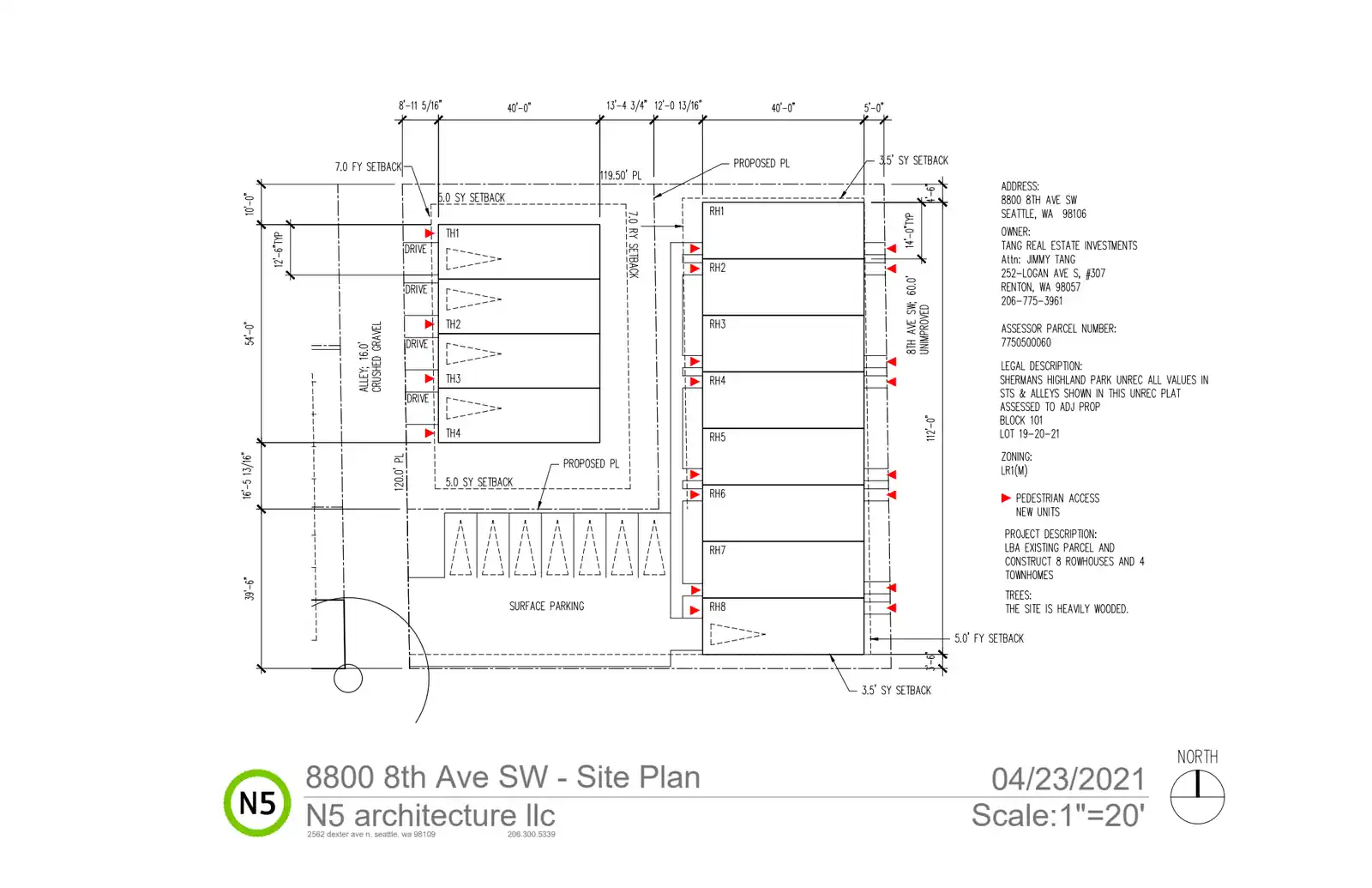 Site plan for 8841 8th Ave SW