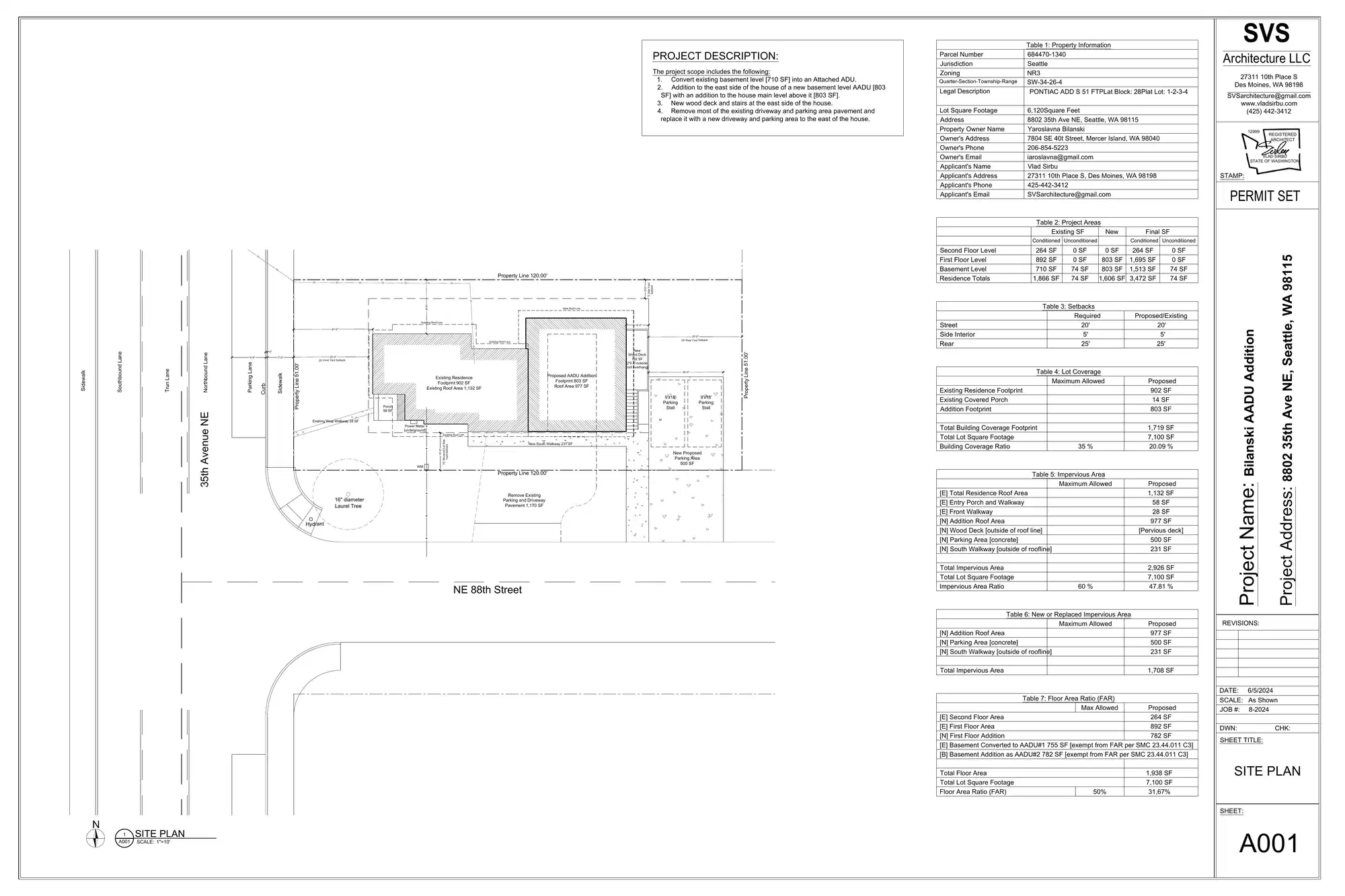 Site plan for 8802 35th Ave NE
