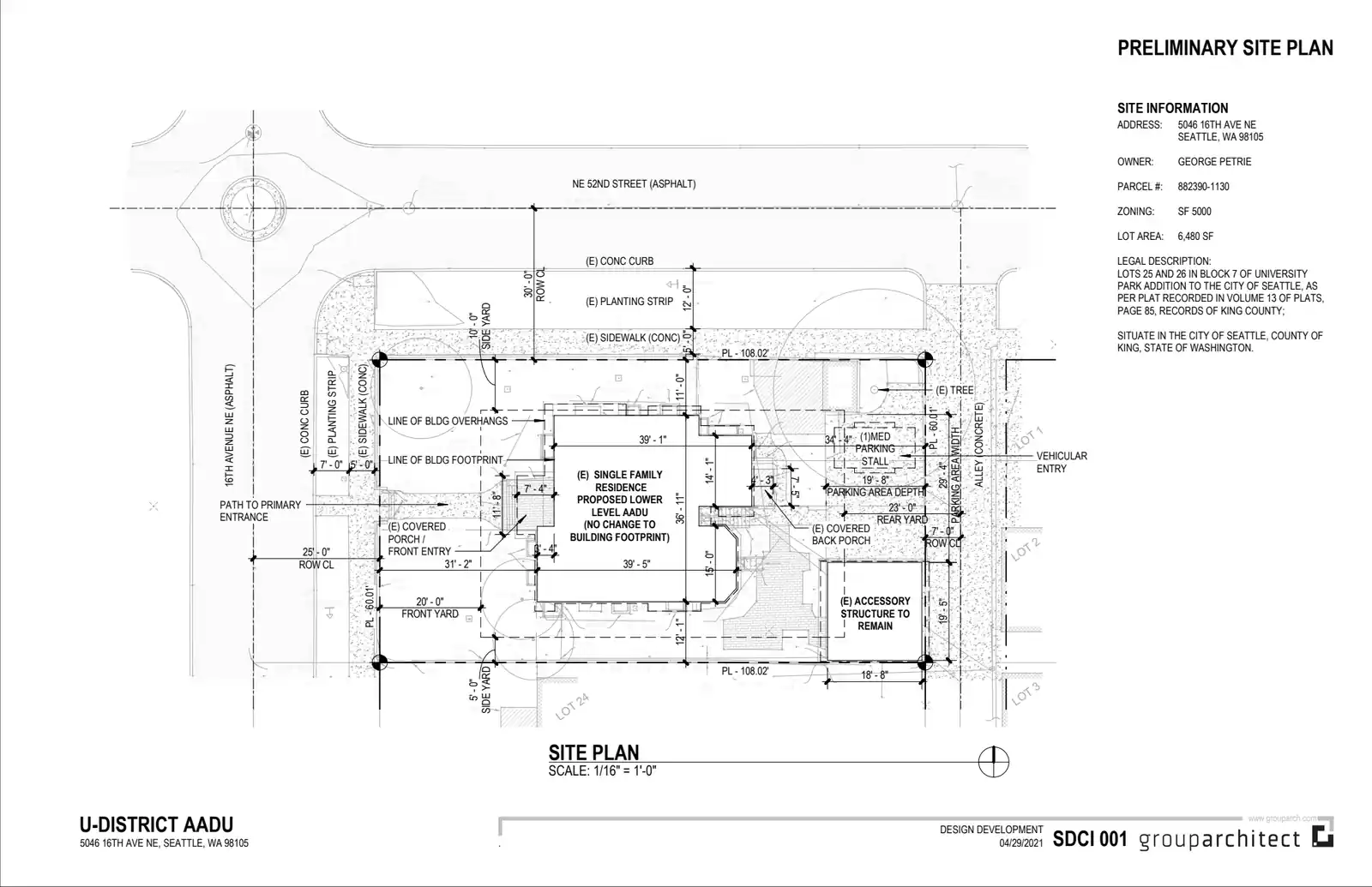 Site plan for 5046 16th Ave NE