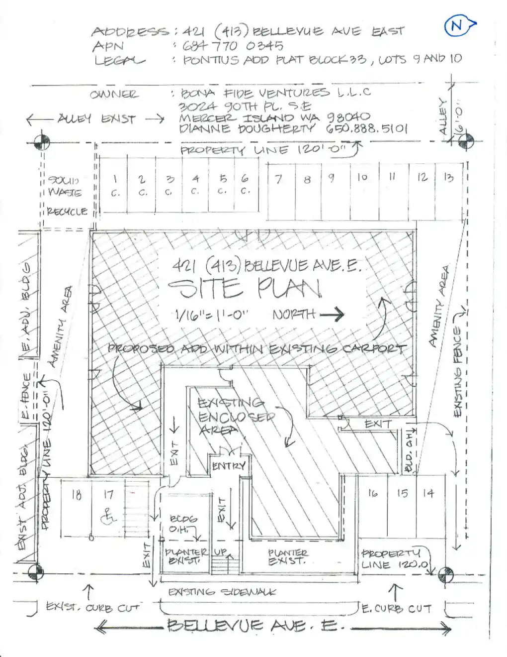 Site plan for 421 Bellevue Ave E