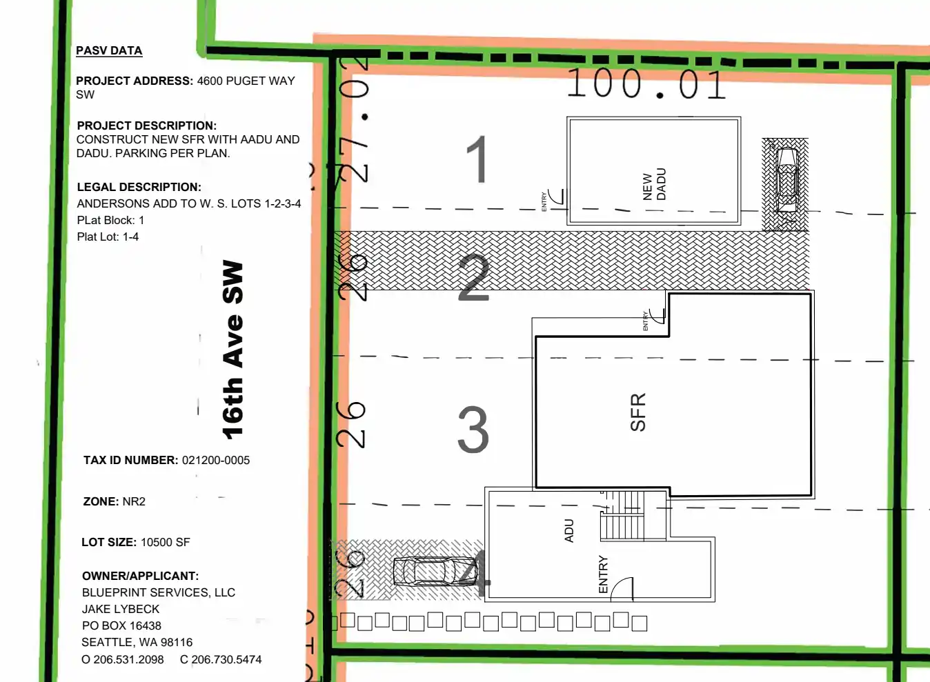 Site plan for 4600 Puget Way SW