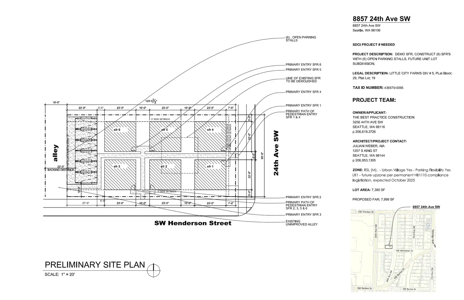 Site plan for 8857 24th Ave SW