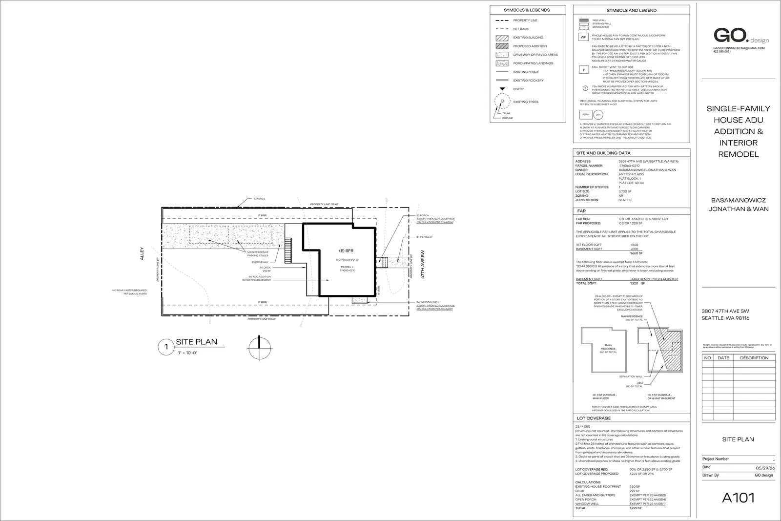 Site plan for 3807 47th Ave SW